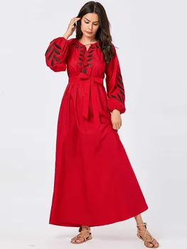 

Elegant Embroidery Abaya Maxi Dress Ethnic Hijab Muslim Cardigan Kimono Long Robe Gowns Middle East Eid Ramadan Islamic Prayer