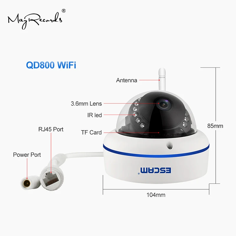 Escam скорость QD800 wifi Беспроводная IP камера 080P 2MP Onvif водонепроницаемая купольная камера