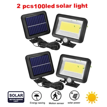 

2/4pcs Waterproof 100/56/30 LED Solar Panel Power Light PIR Motion Sensor Wall Lamp Outdoor Path Yard Garden Fence Night Light s