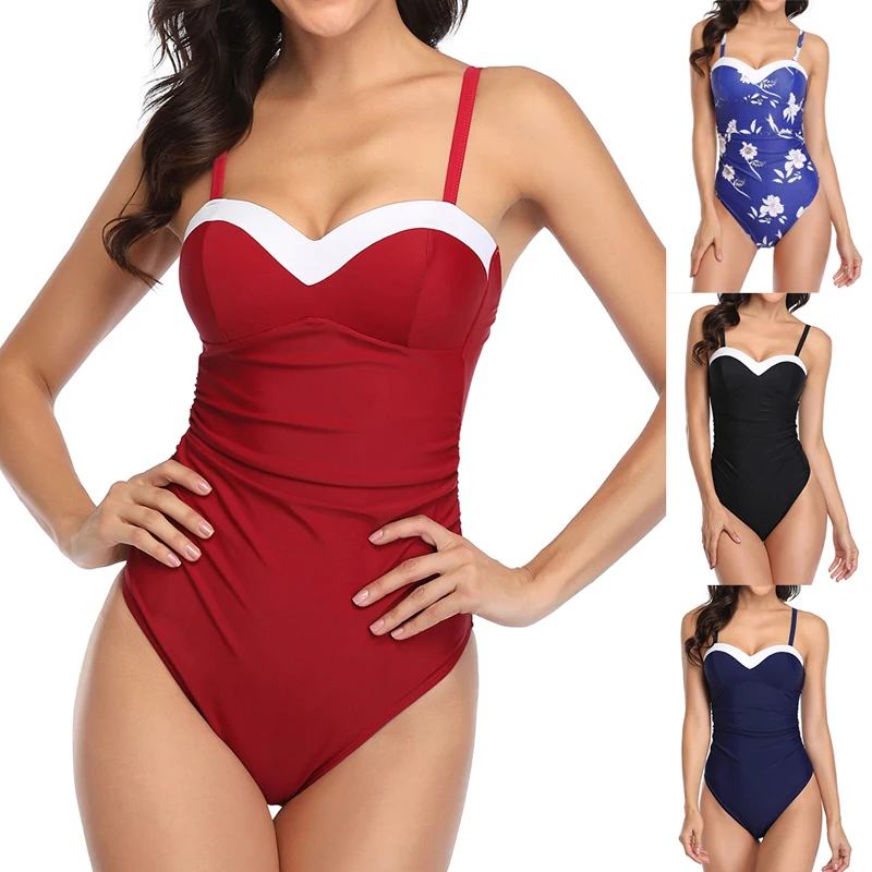 

One Piece Swimsuit Women Monokini Bandage Bikinis Push Up Bathing Suit Solid Girls Beach Bodysuit 2020 Mujer Biquinis Swimwear