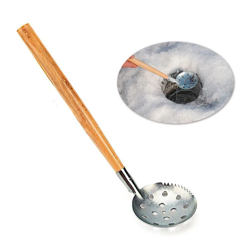 ABUO-Россия, инструмент для зимней подледной рыбалки, совок для льда, скиммер с деревянной ручкой, уличные снасти для подледной рыбалки, инструмент, аксессуары