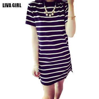 

2020 Fashion Women Sexy Sundresses Striped Round Neck Mini Dress Female Casual Short Sleeve Casual Summer Dresses 1 1