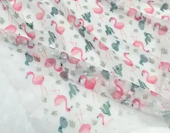

150cm * 100cm Factory Spot Net Red Flamingo Cut Chiffon Printed Fabric Spring and Summer New Women 's Chiffon Dress Fabric