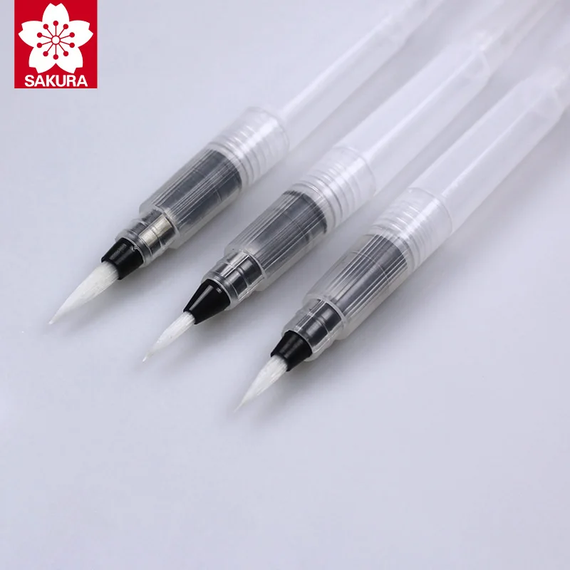 SAKURA Refillable Water Brush Soft Head Water Soluble Color Lead Solid Watercolor Paint Brush Hook Line Calligraphy Painting QR 4