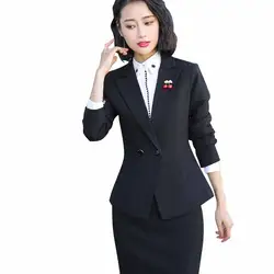 Мода двубортный блейзер с длинным рукавом Slim Fit женские офисные Блейзер Осень 2018 г. куртка для женщин блейзер, кофта спецодежды пальто