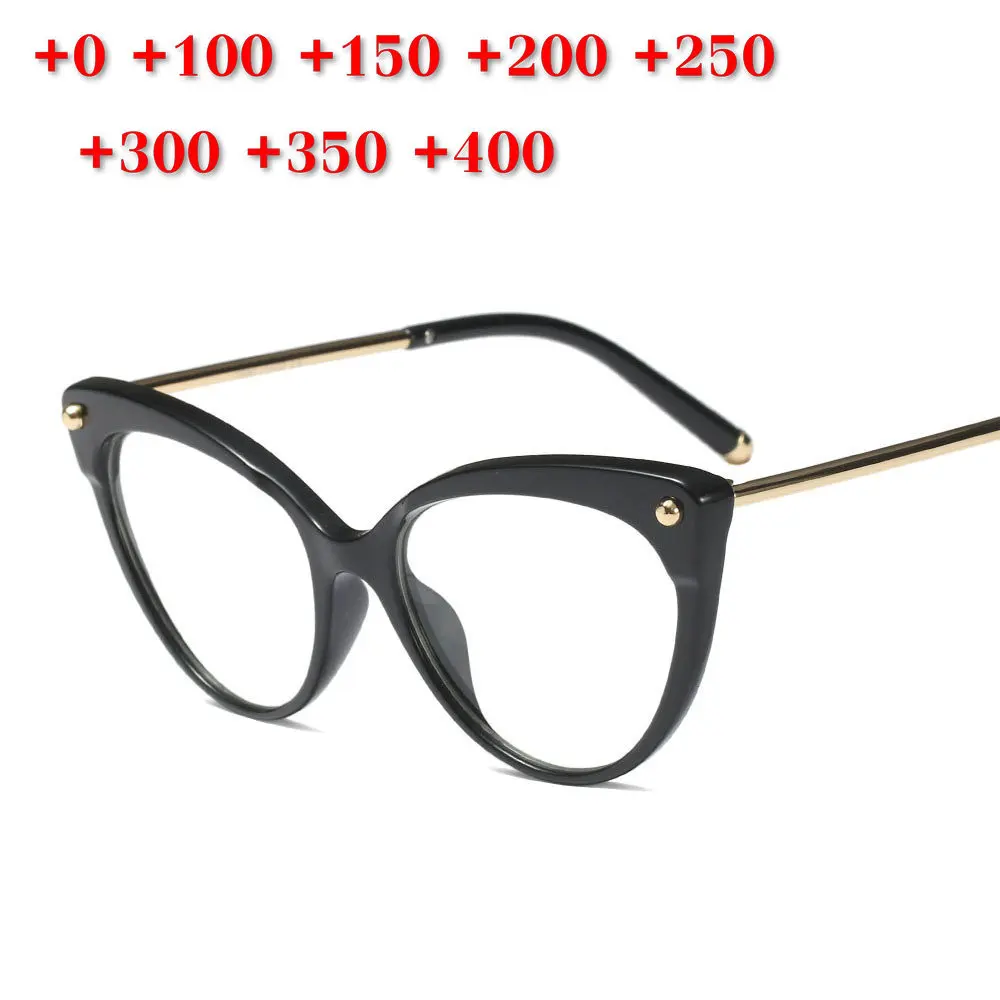 Ultra Light Fashion Cat Female Progressive Multifocal Reading Glasses Women Blue Light Blocking Glasses Hyperopia Diopter NX
