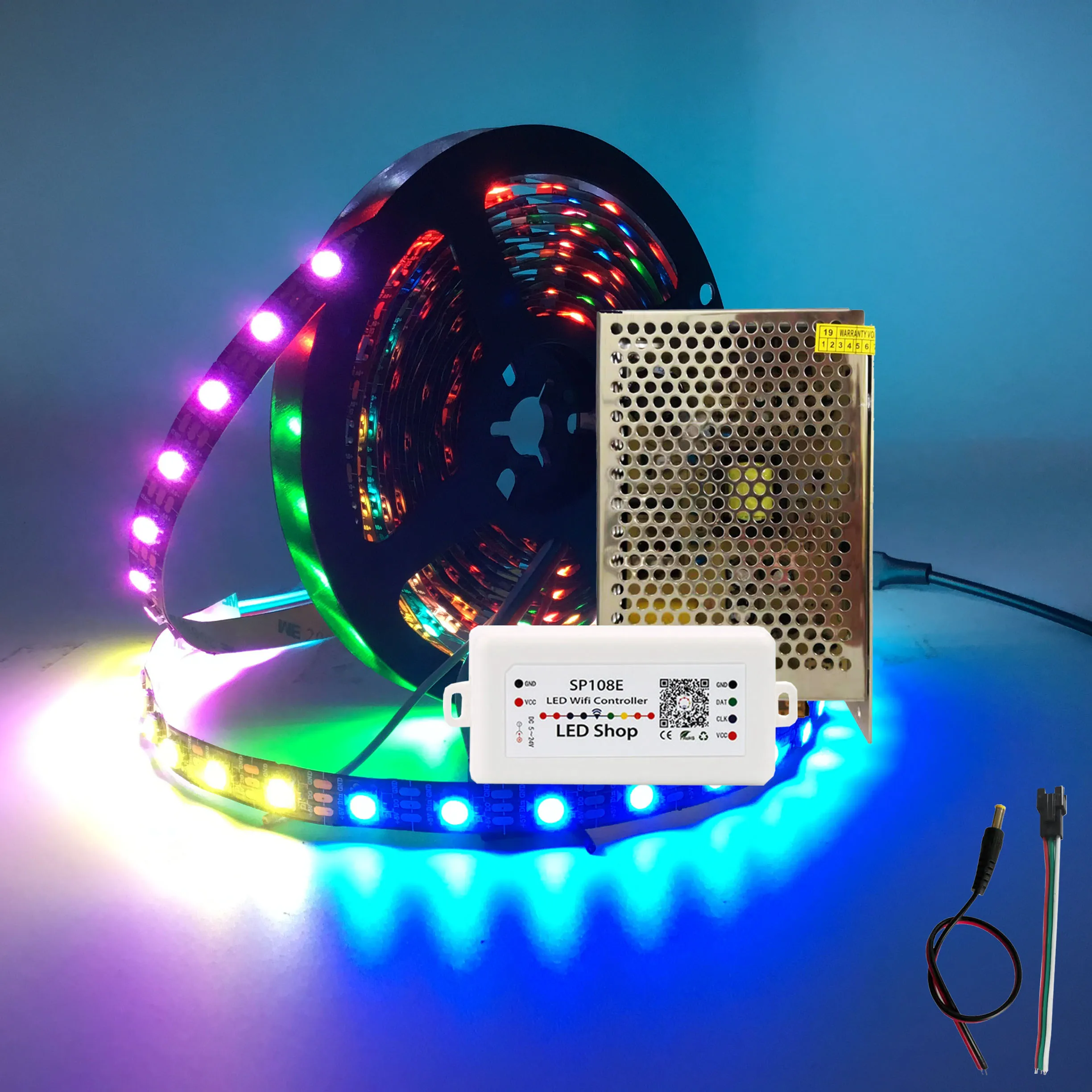 WS2812B WS2812 RGB светодиодный светильник SP108E Wifi RGB Led контроллер DC5V Led Трансформатор 5 м 10 м 15 м 20MKit