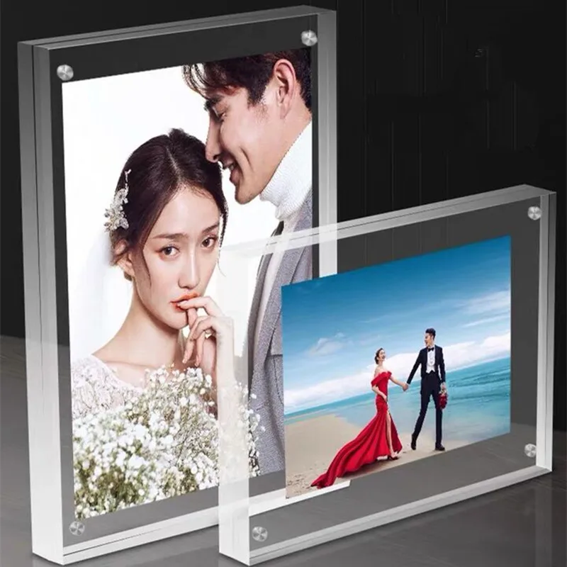A5 Double Sided Acrylic Magnetic Sign Holder Frame Table Menu Holder Display Stand Picture Photo Block Frame 54x100mm acrylic block frame pricing cube sign holder