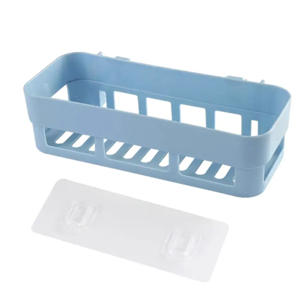 Синий Shelf Organizer Wall Mounted Nailless Shower Corner Bathroom Kitchen Storage Holder Rack can CSV - Цвет: Синий