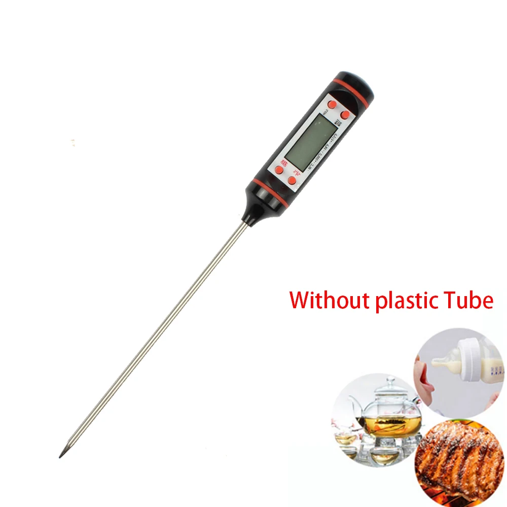 Without plastic tube Термометр для мяса, кухонный электронный зонд для приготовления пищи, электронные цифровые инструменты для приготовления барбекю, инструменты для приготовления мяса, духовки для молока, кухонные - Цвет: Without plastic tube