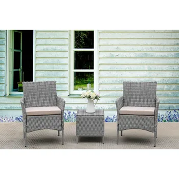 

PE Rattan Patio Furniture Set 2×Armrest Sofa 1×coffee Table Modern Simple Outdoor Decoration For Backyard Porch Balcony Pool Use