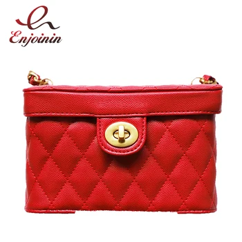 

High Quality Rhombic Vintage Box Design Women Pu Leather Shoulder Bag Handbag Casual Chain Bag Female Tote Bag Crossbody Bag