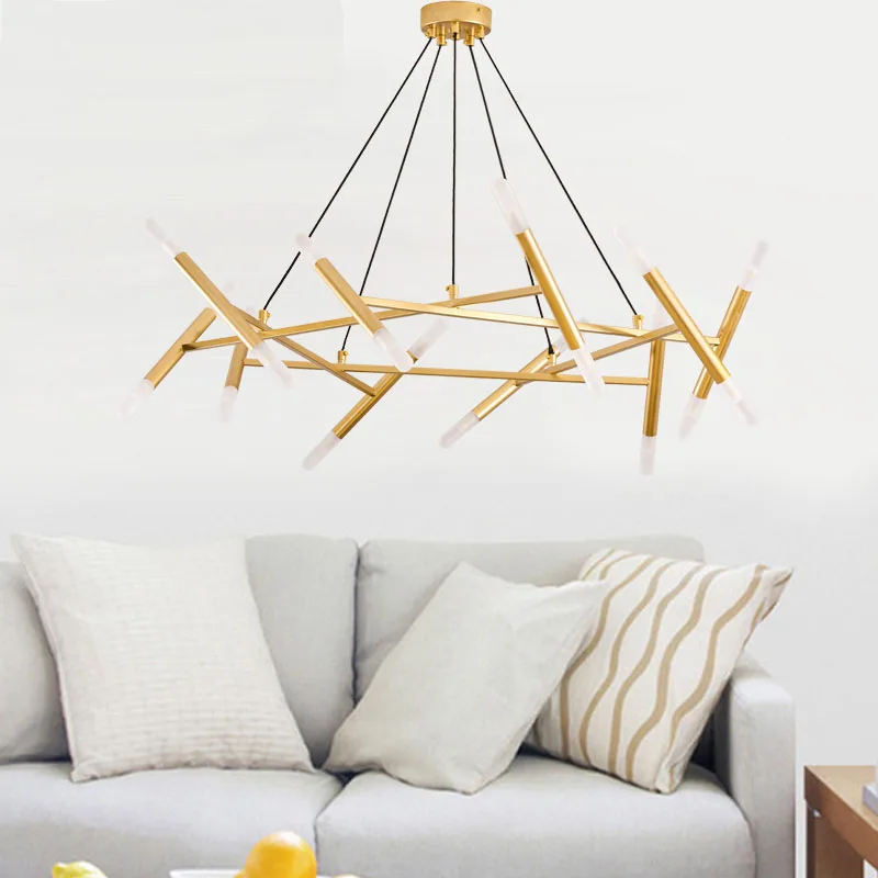 Post Modern Acrylic Hanging Lamps Led Pendant Light Room Lamp Loft Suspension Luminaire Living Room Deco Gold Lustre Hanglamp