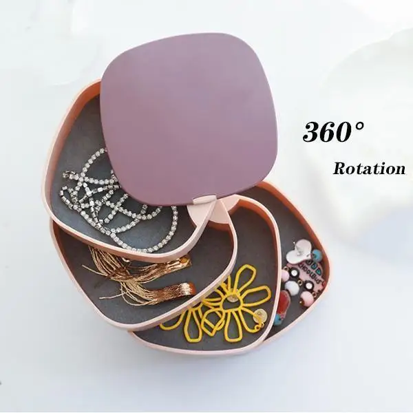 Вращающаяся коробка ювелирных изделий с зеркалом для женщин ящик хранения новый дизайн модные юбки 4 Слои