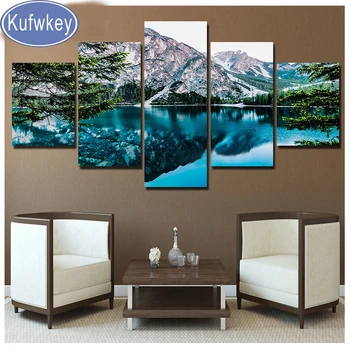

5pcs Diamond Painting mountain lake FULL SQUARE drill 5d diy Diamond Embroidery 3d Cross-Stitch Mosaic scenery crafts wall decor
