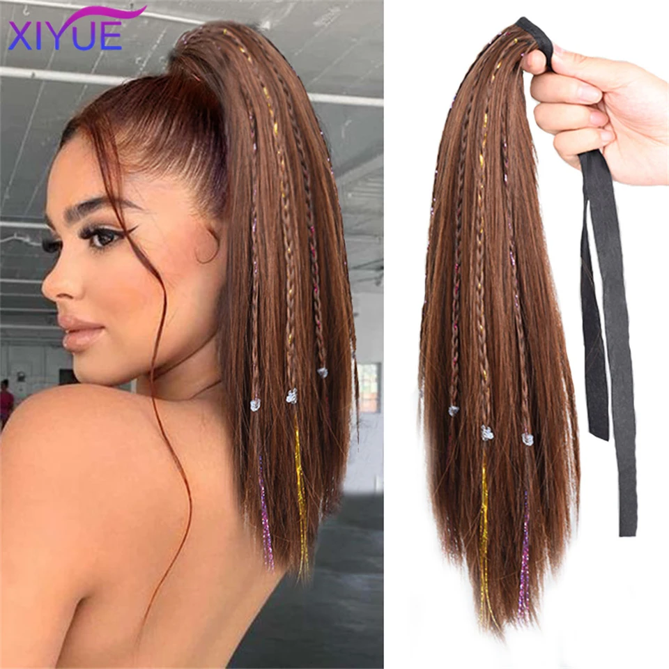 Long Pony Tail Hair Extensions Synthetic Hair Clip Pony Tail Long Straight Braid Aliexpress