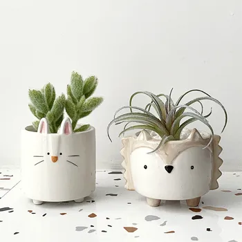 

Creative Cactus Succulents Flower Pot Little Rabbit Flowerpot Ceramic Animal Desktop Flower Pot Mini Garden Planter Home Decor