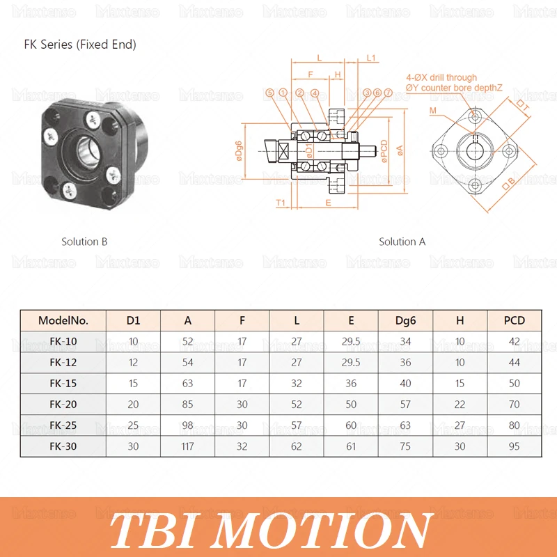 TBI движения Профессиональный блок поддержки FK10 FK12 FK15 FK17 FK20 FK25 FK30 неподвижная