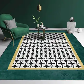 

3D geometric gold dark green Carpet black white kitchen living room bedroom parlor sofa carpet floor mat home Decorative custom