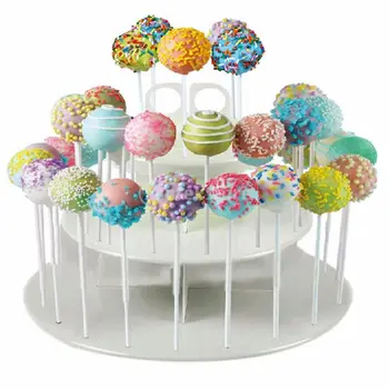 

3 Tiers Snack and Cake Server 21pcs Cupcake Stand 42pcs Cake Stands Lollipop Holder white round assemble