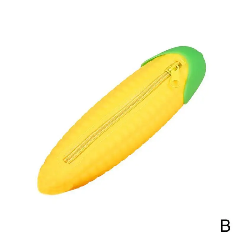 Большой емкости молнии карандаш мешок Баклажан горох бобов стручок кукурузы формы карандаш мешок силиконовый Карандаш Чехол Красочные Канцтовары поставка - Цвет: B