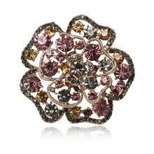 Брошь в виде цветка, Европейская и американская мода, стиль, сплав, брошь, стразы, инкрустация, корсаж, высший сорт, костюм, официальное платье, шарф, пряжка