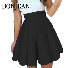 Bonjean черные плиссированные юбки для женщин осенние нижние эластичные талии мини юбки повседневные юбки большого размера для женщин BJ1772