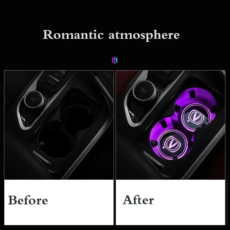 Car LED Water cup lamp charger atmosphere lamp Car Colorful logo water cup lamp For Changan Eado XT CS35 CS75 CS85 CS95 Dsvin V7