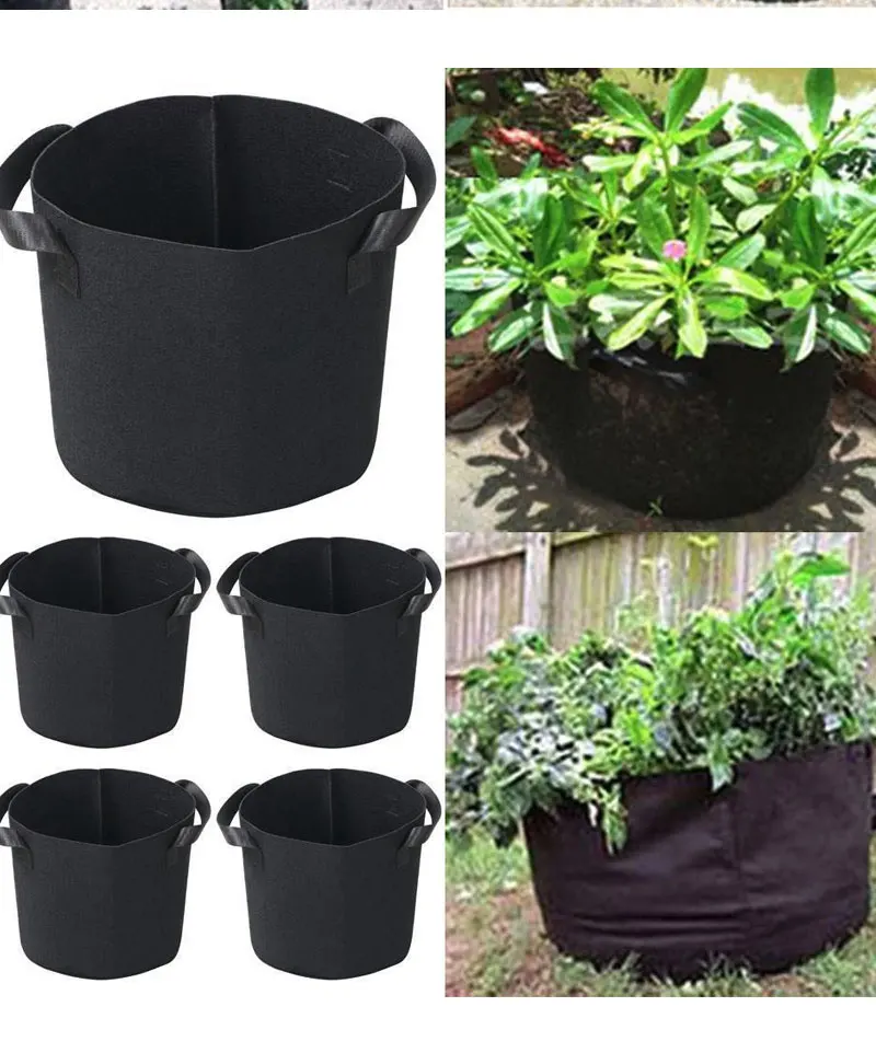 Potato Grow Bags Aeration Black Non-Woven Fabric Pots With Handles Vegetable Planting Bag Seedling Flowerpot Round Plant Garden