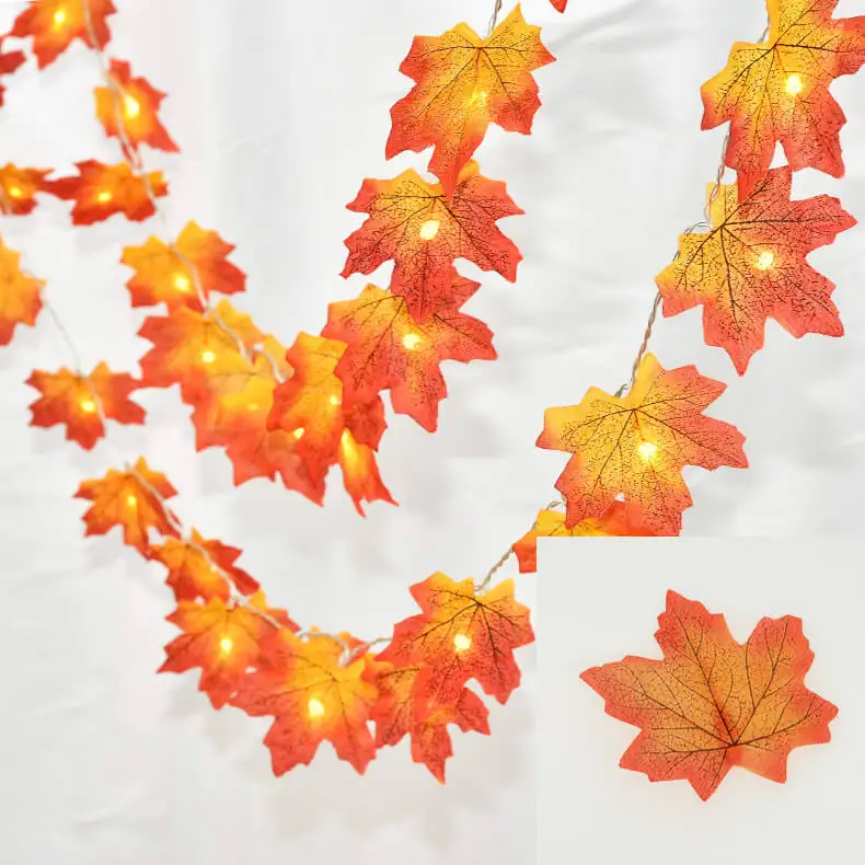 Red Orange Diwali светильник, гирлянда, светодиодный светильник для патио, с кленовыми листьями, для спальни, цепь лампы, для праздничного салона, вечерние украшения, для лестницы, осень - Испускаемый цвет: Red Orange
