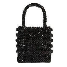 Женская модная сумка с жемчугом, Сумка с бусинами, сумка-мешок, женские вечерние сумки, элегантная сумочка, черная, белая, желтая, розовая