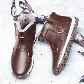 

2019 winter men's shoes plus velvet warm padded non-slip cotton shoes male Korean version of a pedal snow boots big size 48