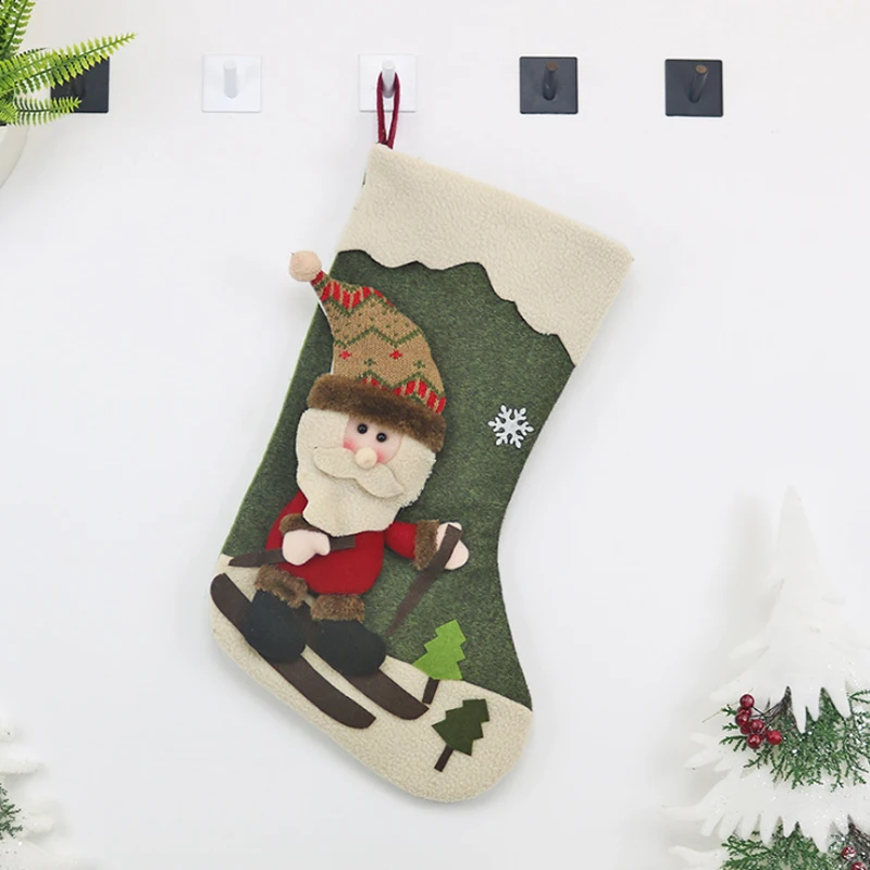 Saizhi, рождественские чулки, висячие, рождественские, для катания на лыжах, Санта-Клауса, украшения, новогодний мешок для конфет, подарочные носки, рождественский подарок