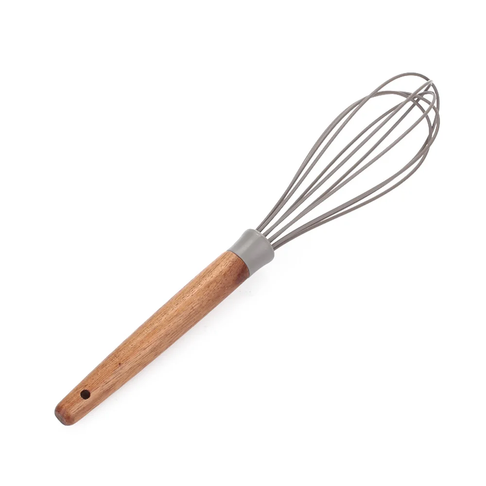 Egg beater Кухонная утварь набор жаропрочных шеф-повара прочный силиконовый кулинарный силикон кухонные принадлежности деревянная ручка для отеля семейная кухня - Цвет: Egg beater
