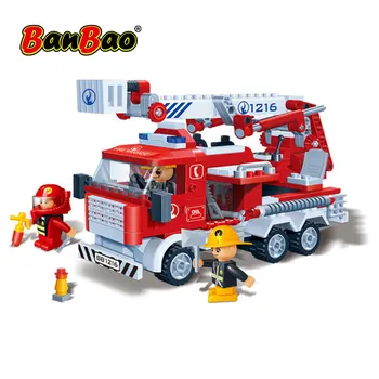 

BanBao Fire Fighting Ladder Truck Bricks Educational Building Blocks Toy Model 8313 Children Kids Friend Compatible With Brands