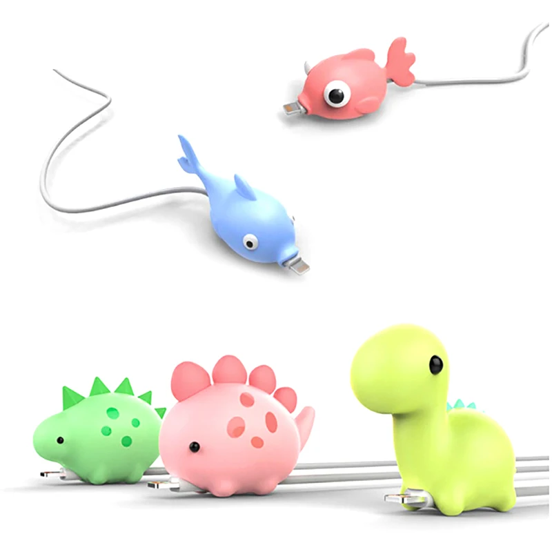 

1pc kawaii Phone USB Charging Cable Phone Accessories Organizer Animal Bite Cable Protector for Phone Protective Cover