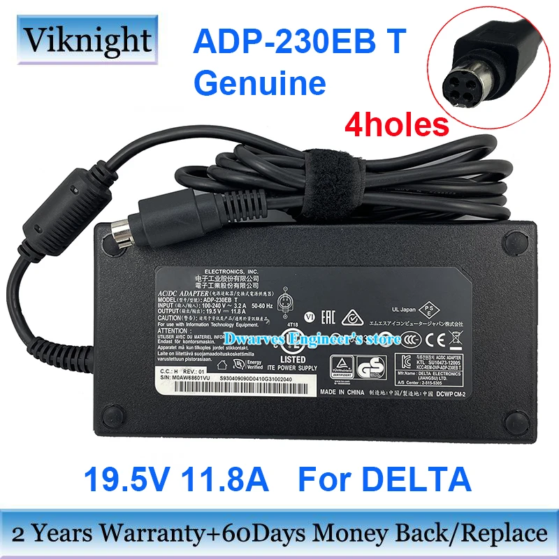 

Genuine 230W ADP-230EB T 19.5V 11.8A Adapter Charger A12-230P1A For DELTA For MSI GT62VR 7RE-417CN For CLEVO D700T NP9752 P750ZM