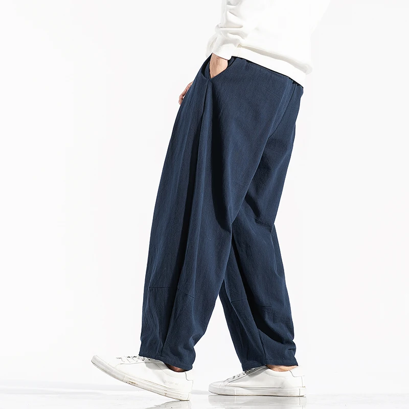 Men's Harem Pants Harajuku Wide-leg Sweatpants Male Cotton Linen Loose Trousers Streetwear Men Woman Casual Pants Korean Fashion wide leg pants wide leg sweatpants