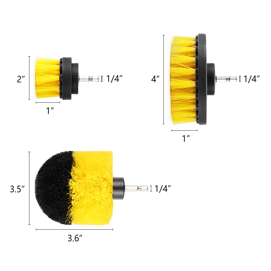 NEWONE 2/3. 5/4 дюймовая электрическая щетка для дрели, скруббер, желтый, средняя жесткость, щетина для ванной и душа, не царапается