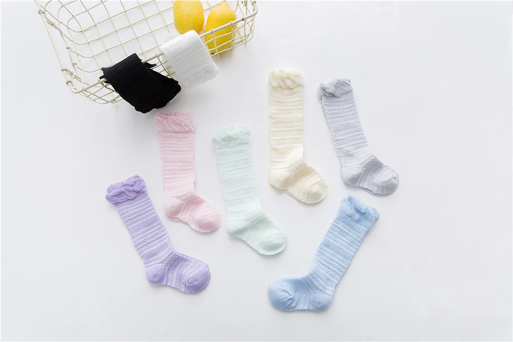 Детские летние хлопковые тонкие носки для кондиционирования воздуха цветные сетчатые носки для новорожденных мальчиков и девочек, противомоскитные носки для малышей