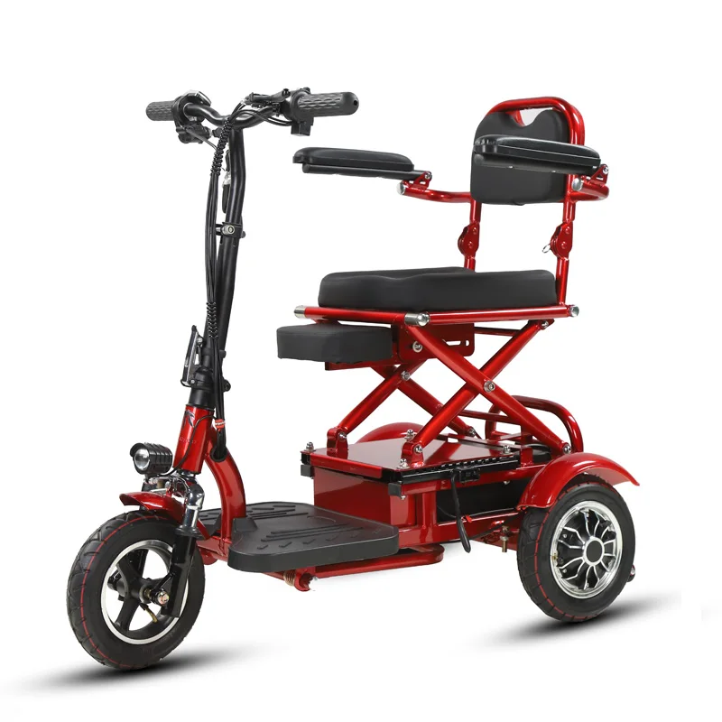 US $923.47 Portable 350W 48V Electric Tricycle 10 Inch Folding Trike for Elderly  Adult Two Seats  Pedicab