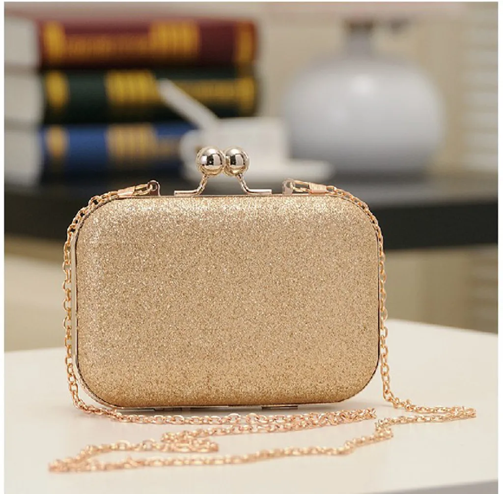 

Women's Bling Evening Party Handbag Wedding Ball Clutch Bag With Chain Mini Minaudiere Hand Bag Purse Gold Birthday Gift