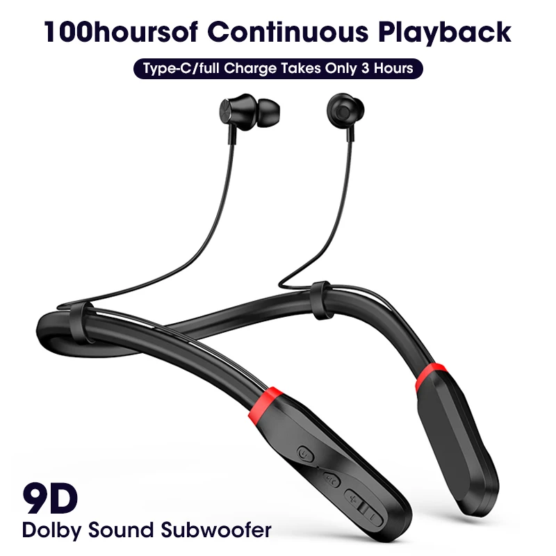 100 Hour Playback Bluetooth Headphones Bass Wireless I35 Earphones Neckband 5.1 Headphone with Mic 9D Stereo Earphone Earbuds_voghion.com
