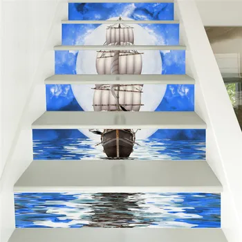 

6pcs/set Waterproof PVC Staircase Stickers 3D Landscape Stairs Decals Self Adhesive Wall Stickers