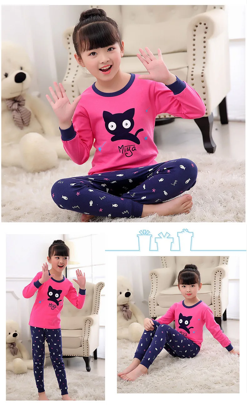 Kids Boys Girls Clothes Baby Pajamas Autumn Long Sleeve Set Cartoon Rabbit Unicorn Children's Sleepwear Winter Pyjamas Kids