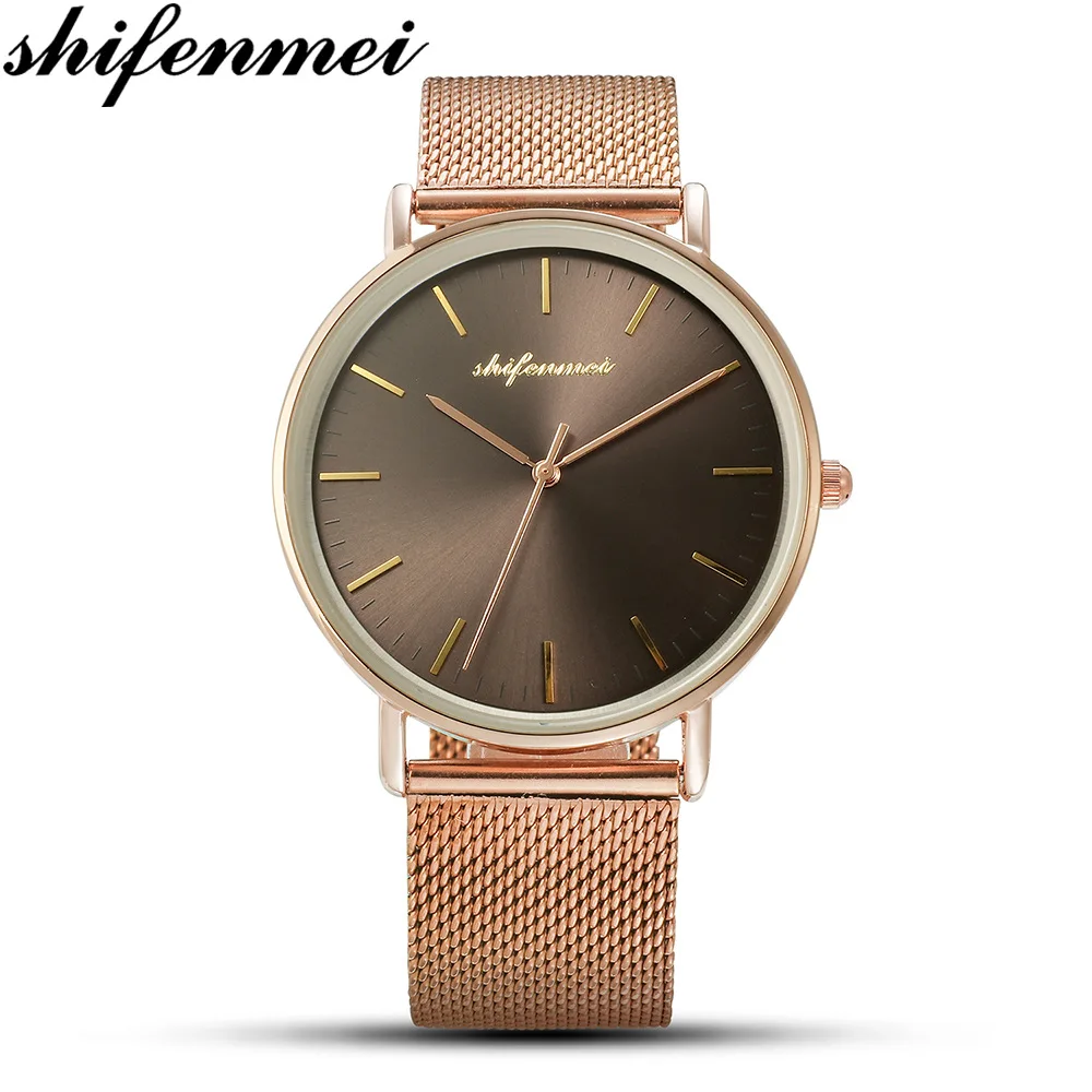 

Shifenmei Japan Movement Clean Steel Mesh Belt Three Needle Waterproof Watch Men Ladies' Watch