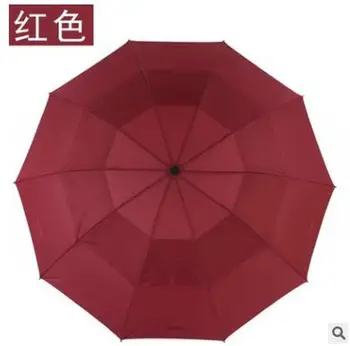 

Hot Sale 130cm Men Umbrella Double Layer 3 Folding Non-Automatic Business Umbrella 10K Strong Windproof Rain Male Umbrella Women