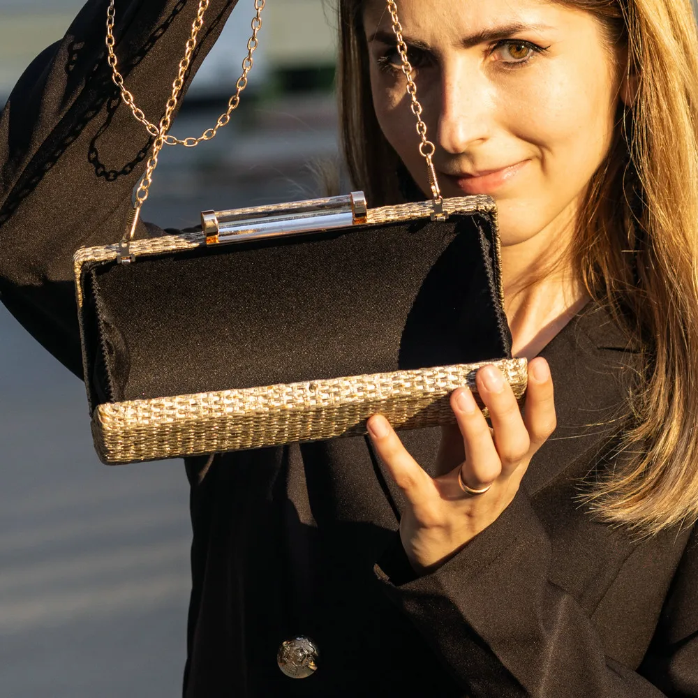 Женский соломенный клатч Boutique De FGG на цепочке вечерняя сумка кроссбоди маленькая