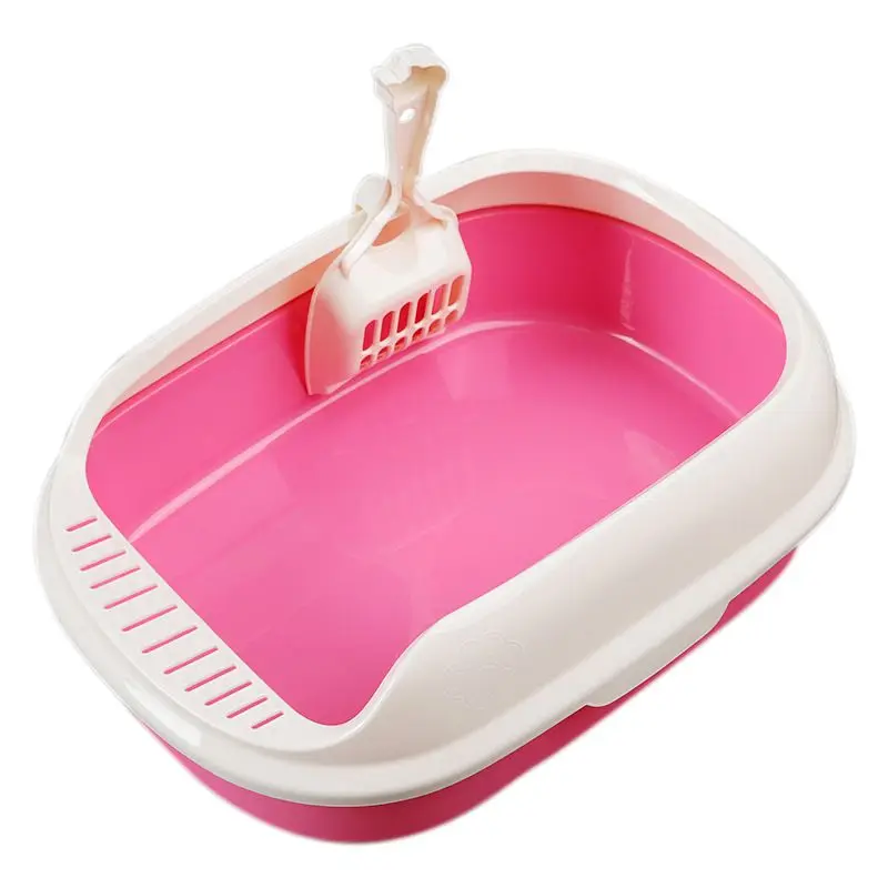Pet Cats Sand Pot Pet Small Toilet with Shovel Anti-leakage Flexible Side Cover Easy Cleaning Kitty Litter Box Pet Supplies