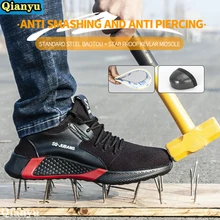Bottes de sécurité avec embout en acier pour homme, chaussures de travail légères et respirantes